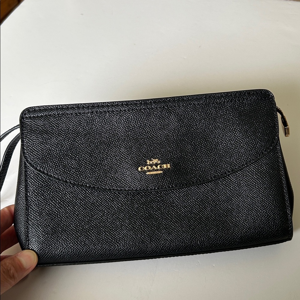 Coach Black Leather Wristlet Clutch - Picture 2 of 11